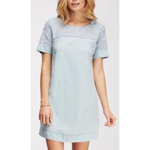 Denim chambray embroidered dress