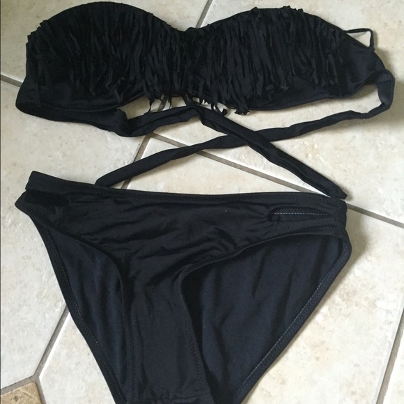 Black bandeau swim suit- NWOT