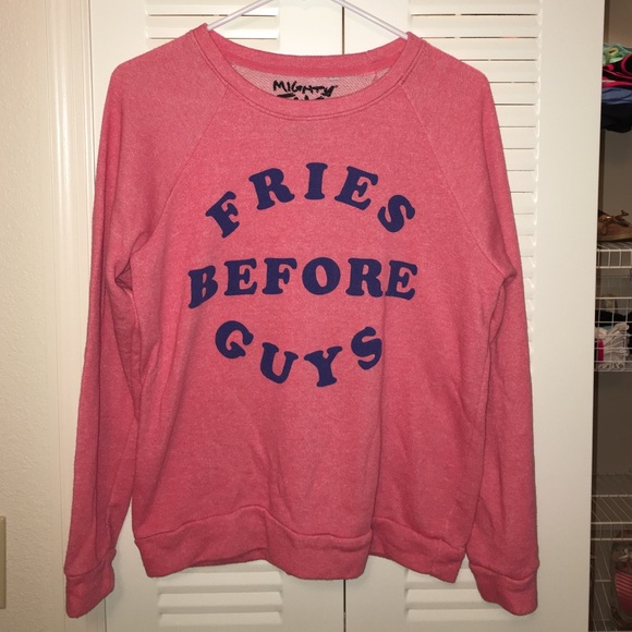 Large. "FRIES BEFORE GUYS". Kohls.