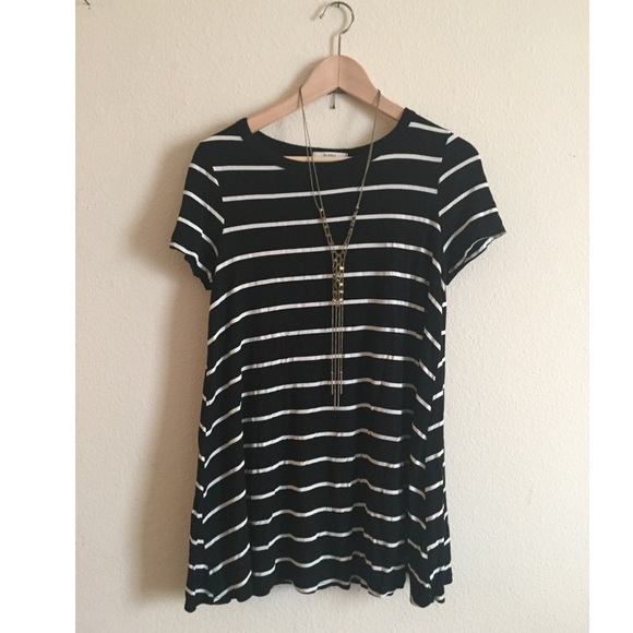 Black and white striped dress