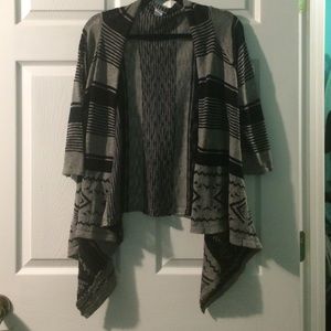 Striped and chevron asymmetrical cardigan