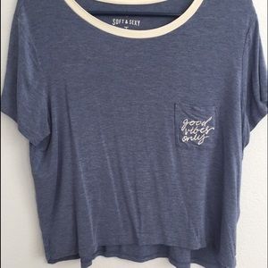 Blue 'Good Vibes Only' American Eagle T-Shirt