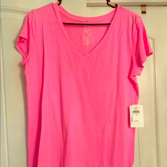 GAP Essential V-Neck Neon Pink