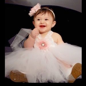 Shabby Chic White Flower Girl Dress