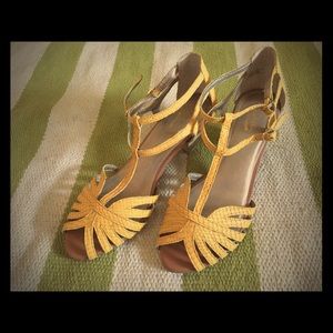 Seychelles yellow strappy heel