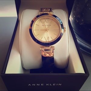 Anne Klein Gold-Tone Tortoise Shell Plastic Watch