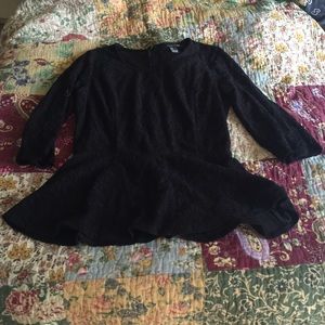 Black Lace Peplum Top 🍎