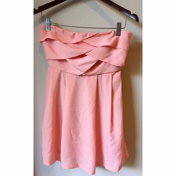 Light pink peach strapless dress