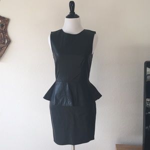 Black Piko 1988 vegan leather peplum dress. Size S