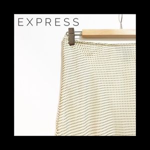 Express 100% silk, black and cream polka dot skirt