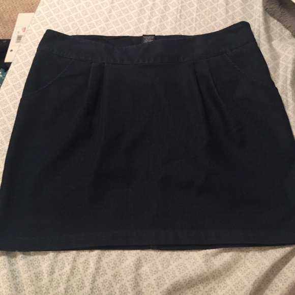 Navy business casual dark wash denim material