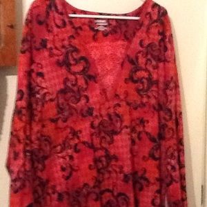 Long sleeve red casual blouse