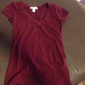 Wine Color V-Neck T-Shirt