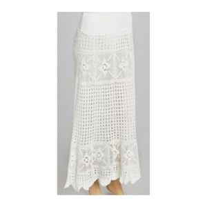 White cream bohemian crochet maxi skirt
