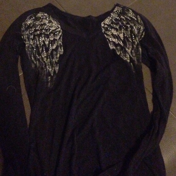 Studded Long-Sleeve Black Top