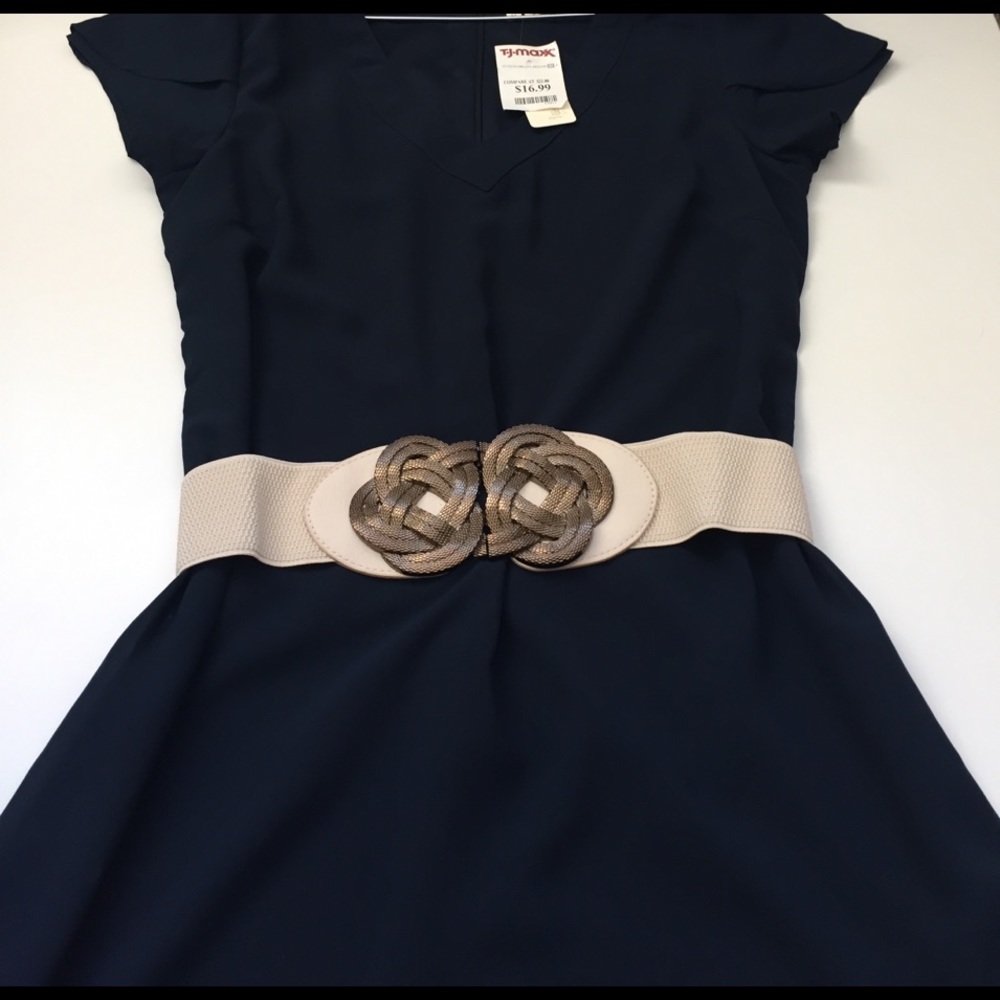 Navy chiffon shift dress