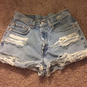 Levi's High-Waisted cut offs! Between size 26-27.