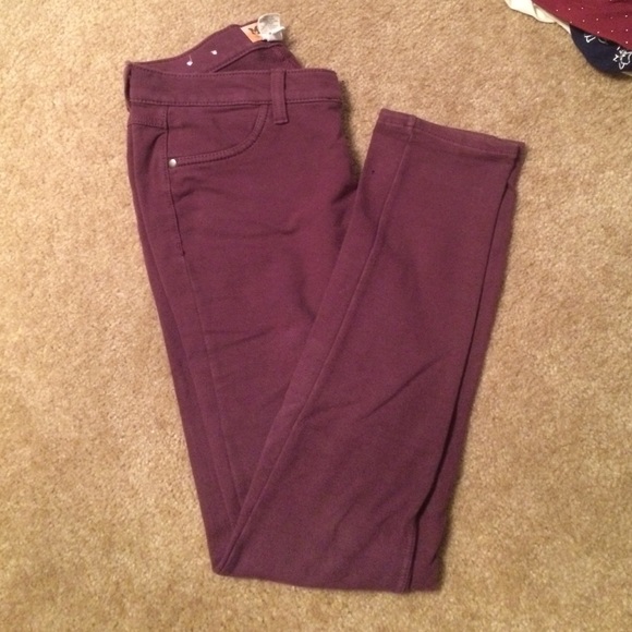wine colored jeggings