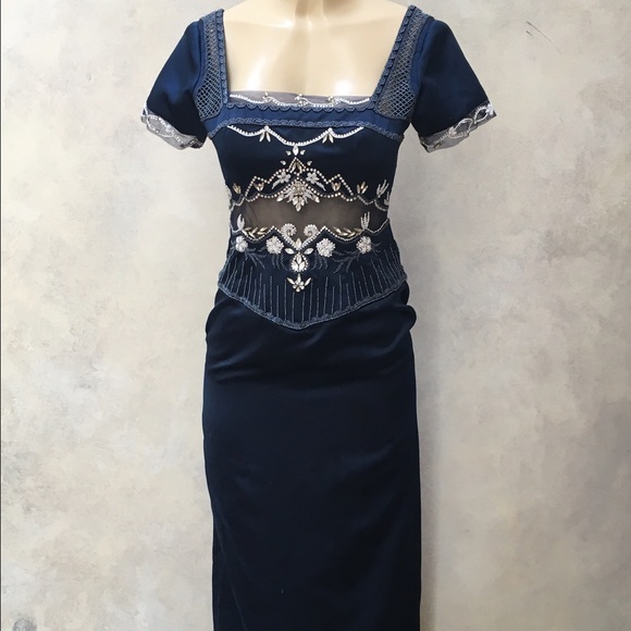 Handmade Royal blue satin dress