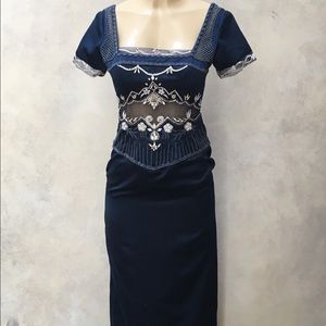 Handmade Royal blue satin dress