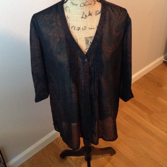 Black and brown sheer blouse