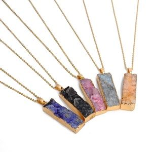 Druzy Crystal Stone Bar Necklace -Coming Soon