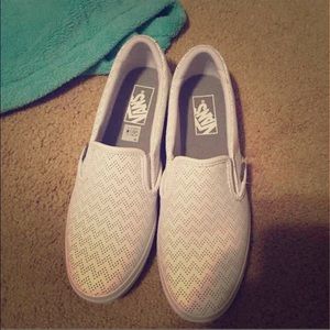 Brand new white chevron vans slip ons
