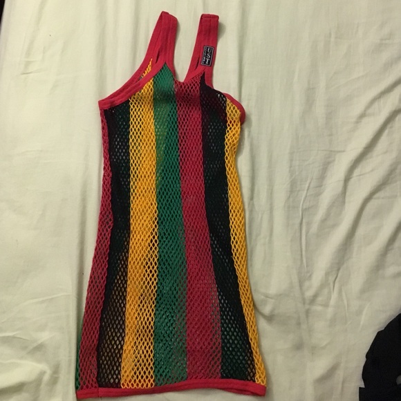 Rihanna inspired mesh top/dress in island colors.