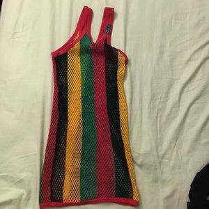 Rihanna inspired mesh top/dress in island colors.