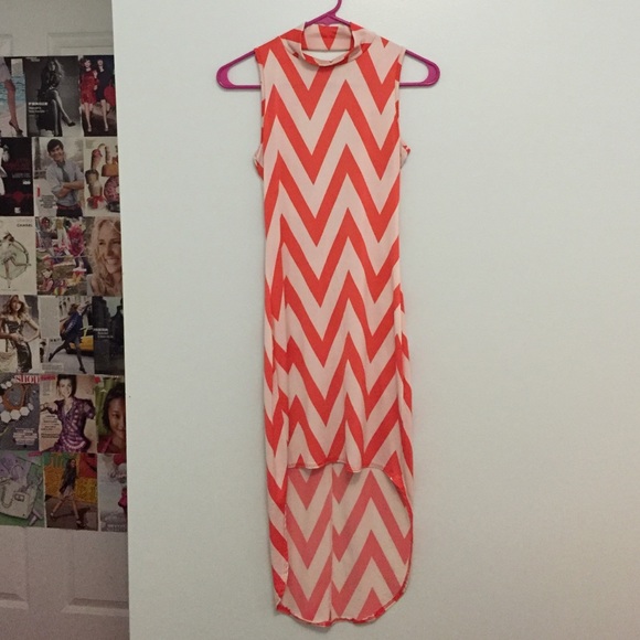 Orange Chevron Hi-Lo Dress