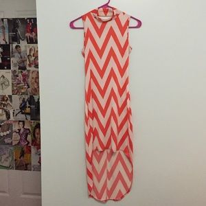 Orange Chevron Hi-Lo Dress