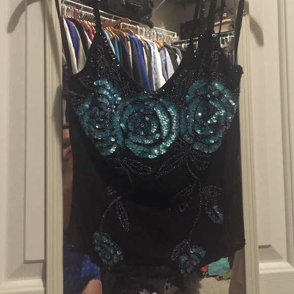 Floral sequins top