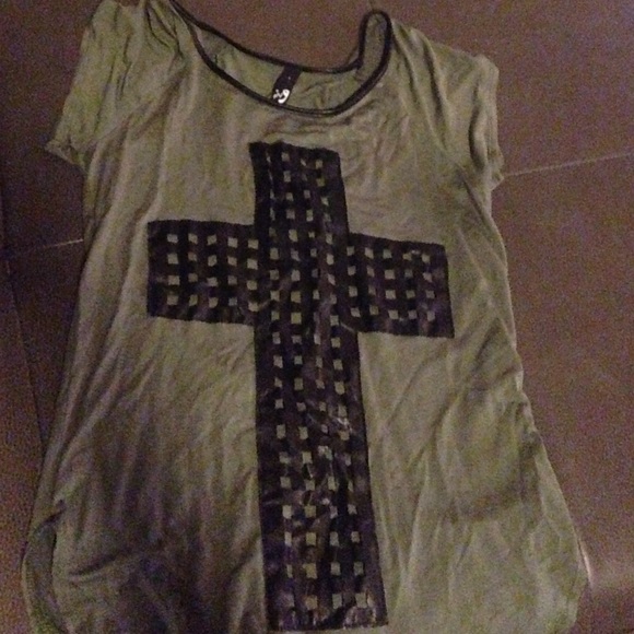 Leather Cross T-Shirt