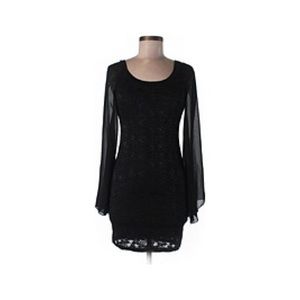 Black lace long sleeve mini dress