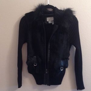 Alberto Makali Sweater with Rabbit Trim