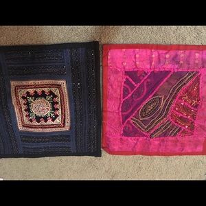 Beaded and embroidered Cushion covers.