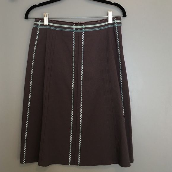 Brown and turquoise A-line skirt