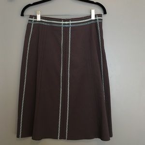 Brown and turquoise A-line skirt