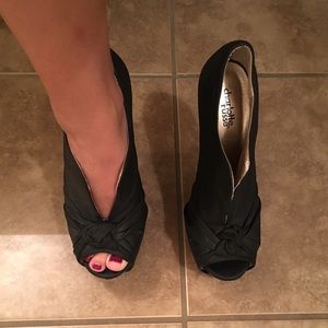 Black Peep Toe Bootie Heel