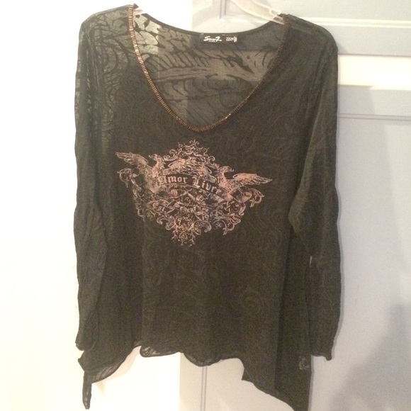 Long sleeve sheer black top