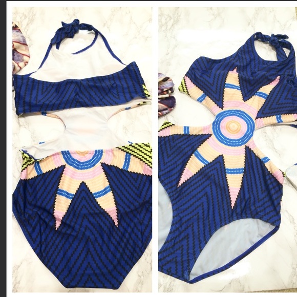 🌿🌸 navy geo print monokini - Picture 3 of 4