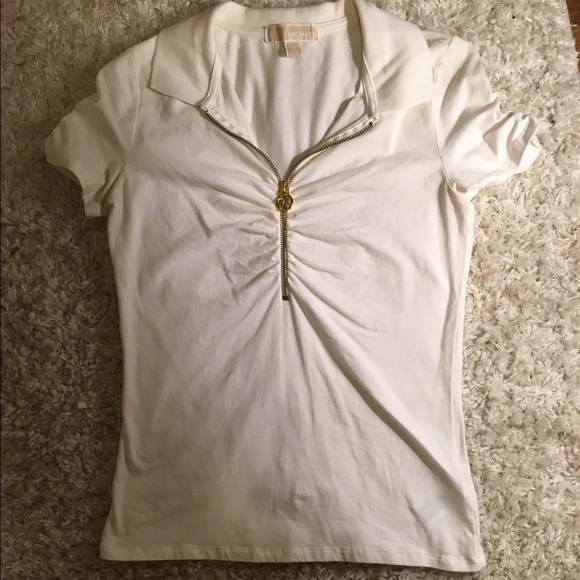 Michael Kors basic zip tee with gold detail