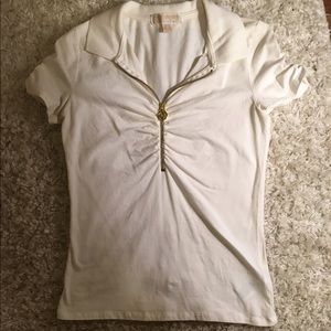 Michael Kors basic zip tee with gold detail
