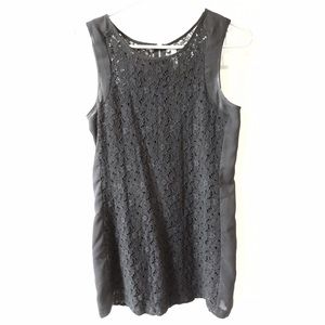 Black lace crochet sleeveless sheath dress