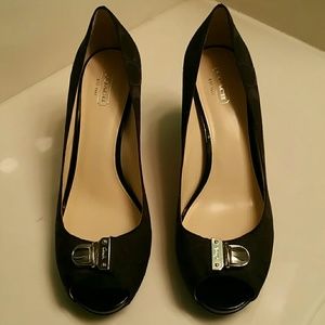 Black, peep toe heels