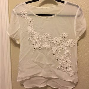 White transparent flower blouse