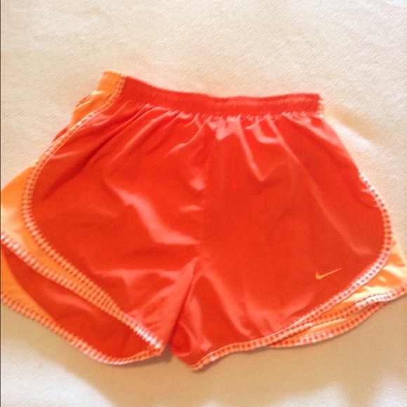 Orange nike shorts with checkered piping