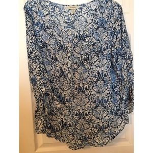 Print button up blouse
