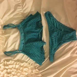 Teal knit Roxy bikini
