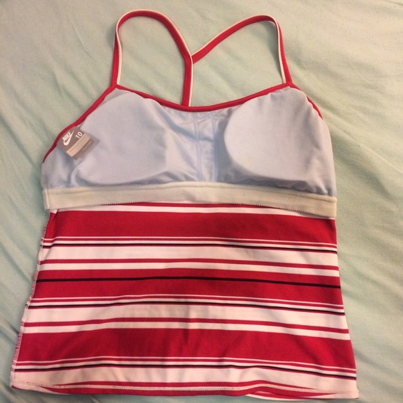 Red & White Striped Swim Tank, Size 10 - Picture 3 of 4